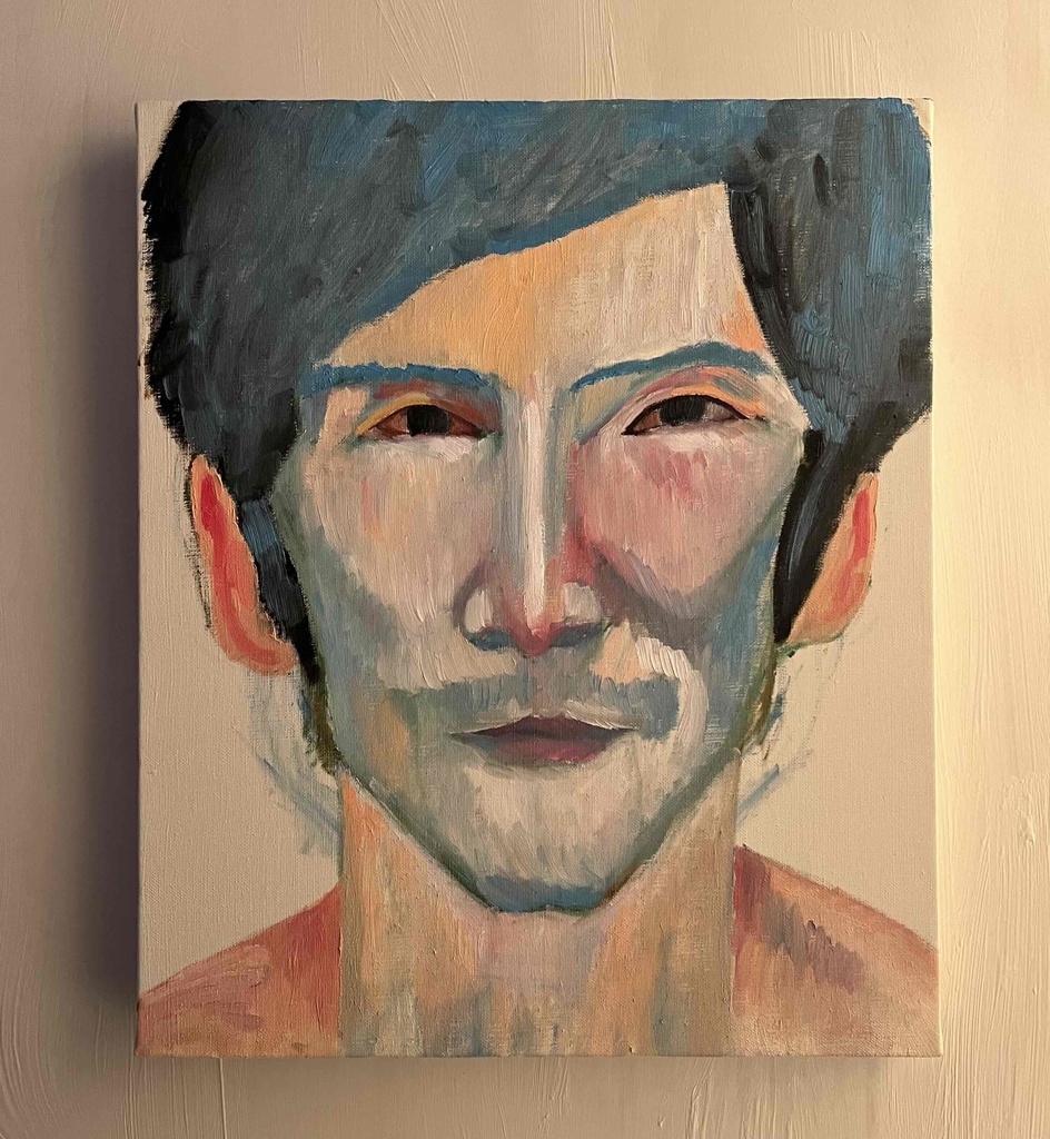 38×46㎝「トラックドライバーの肖像」F8・油彩・原画