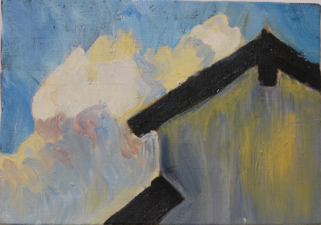 16×23㎝「8月中旬の空の様子」サムホール・油彩画・原画