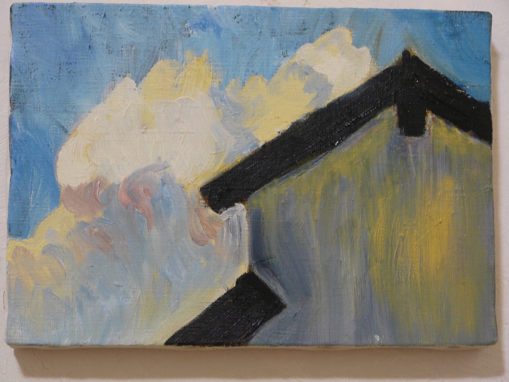 16×23㎝「8月中旬の空の様子」サムホール・油彩画・原画