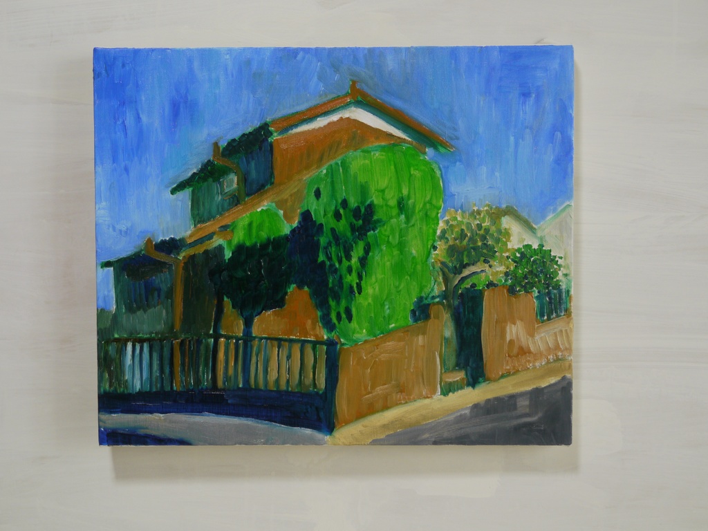 38×46㎝「昼下がりの民家」F8・油彩画・原画