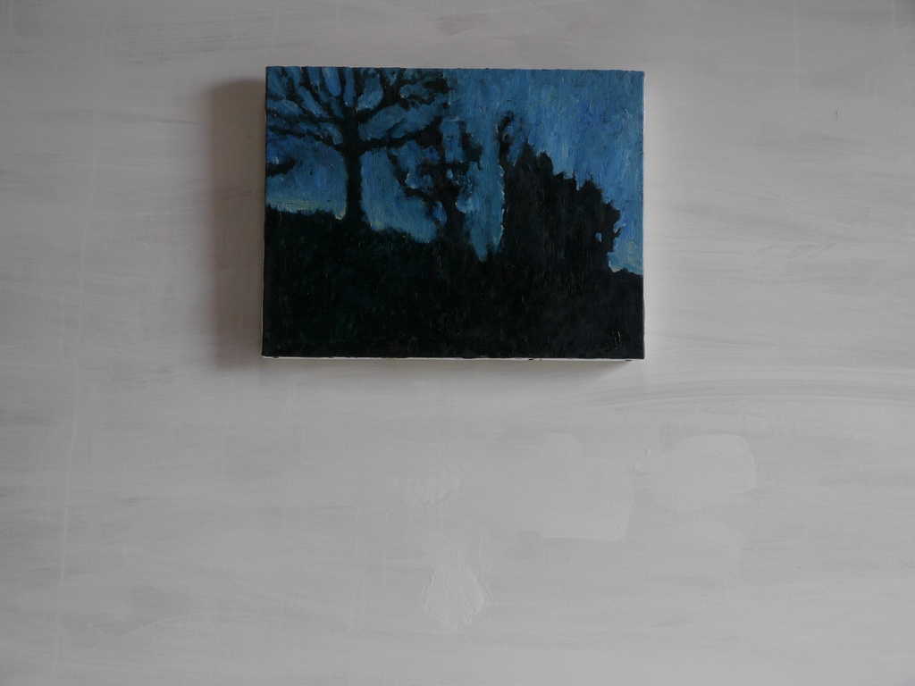 27×34㎝「朝の堤防2」F5・油彩画・原画