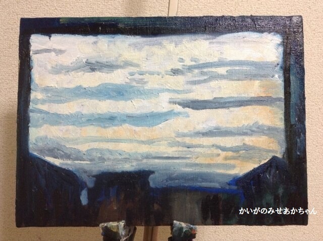 24×32㎝「寒い風景」F4・油彩・原画