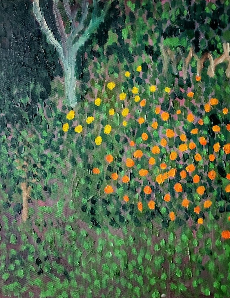 22×27㎝「柑橘の在る森」F3・油彩画・原画