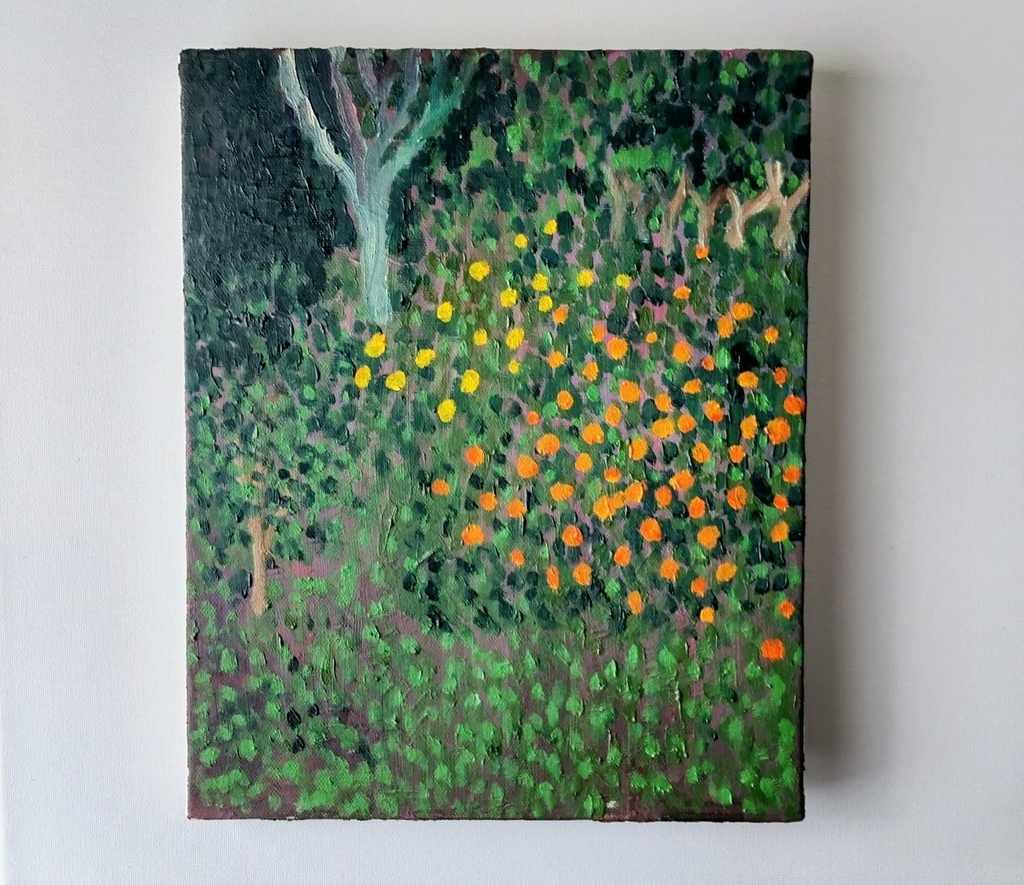 油絵 Ｆ３ 「 森の家」 - 絵画/タペストリ