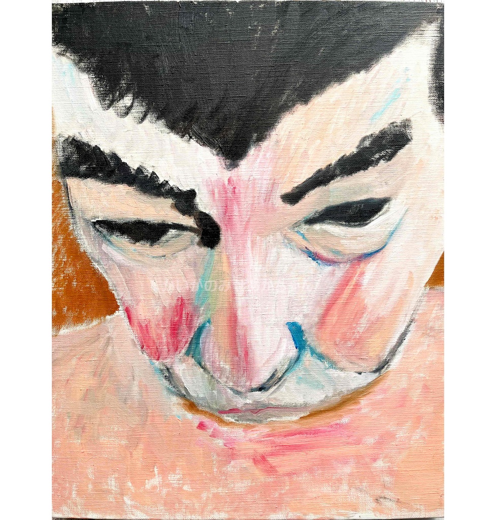 32×41㎝「すねちん」F6・油彩・原画 フレーム無し