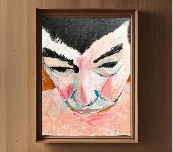32×41㎝「すねちん」F6・油彩・原画　フレーム無し