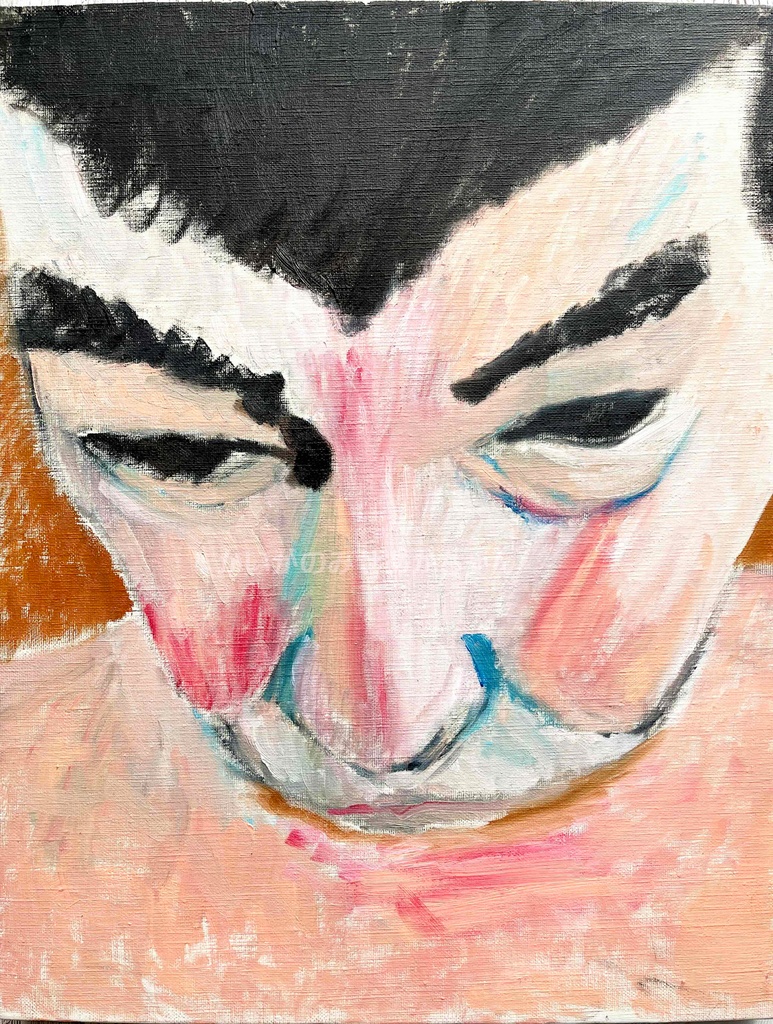 32×41㎝「すねちん」F6・油彩・原画 フレーム無し