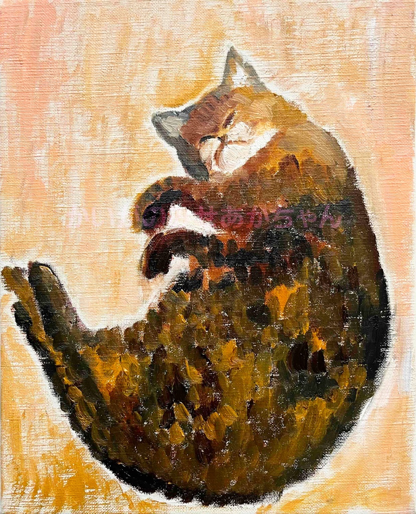 22×27㎝「眠る猫」F3・油彩・原画