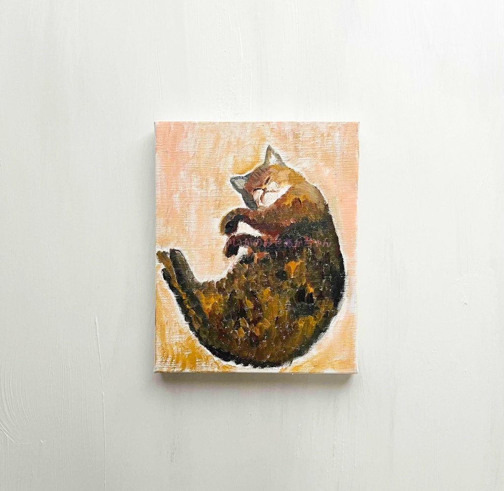 22×27㎝「眠る猫」F3・油彩・原画