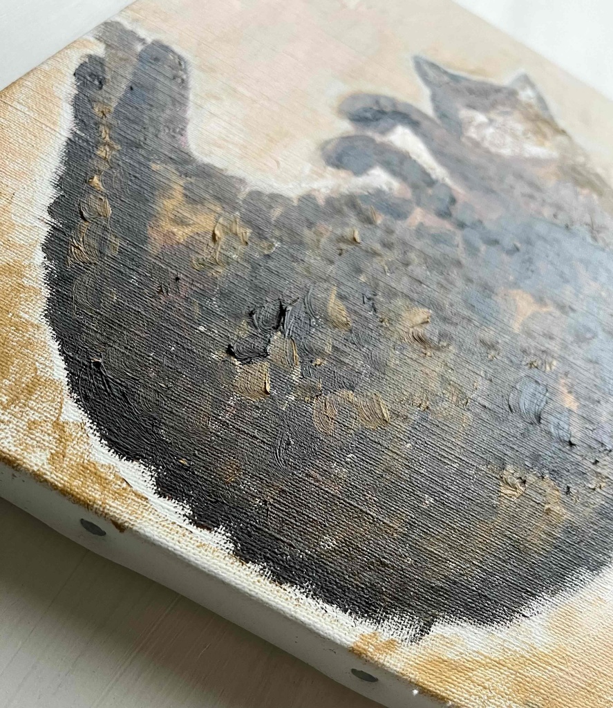 22×27㎝「眠る猫」F3・油彩・原画