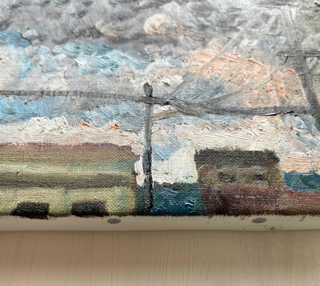 22×27㎝「工場と空」F3・油彩・原画