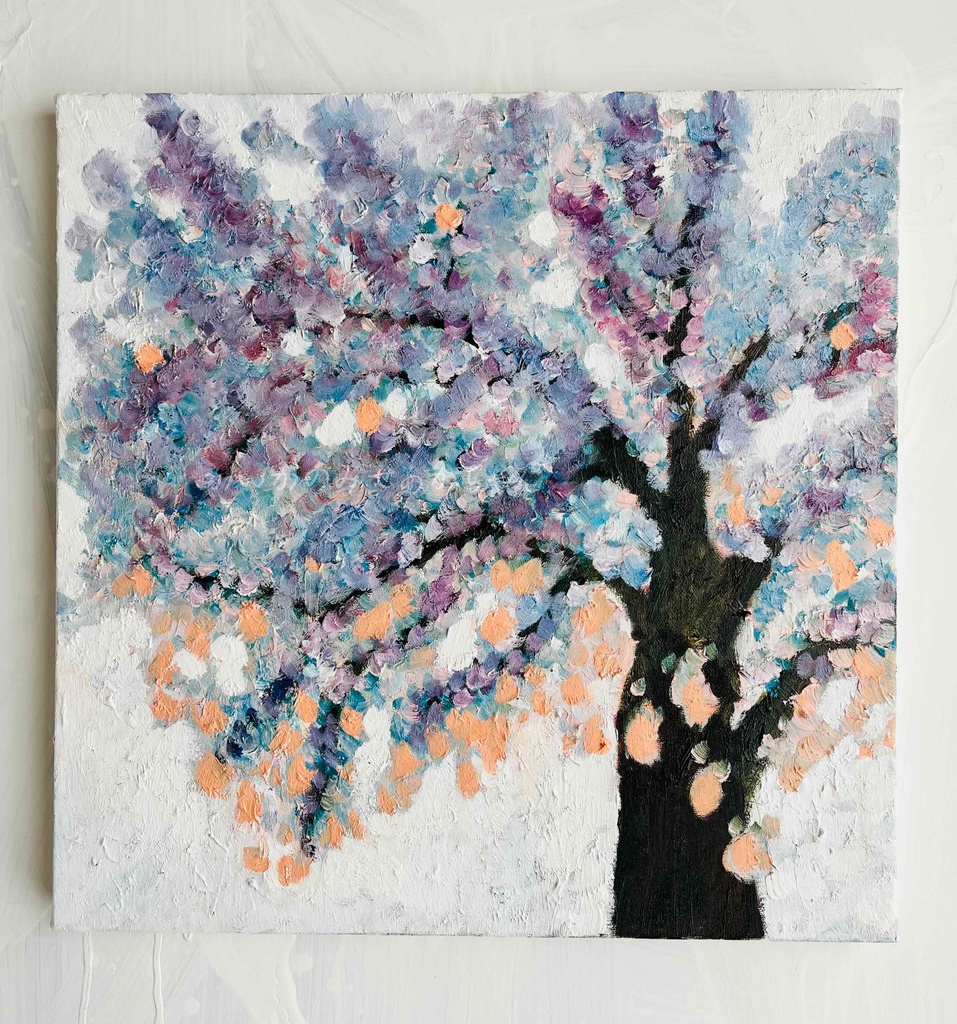 41㎝角「朝の桜」S6・油彩画・原画