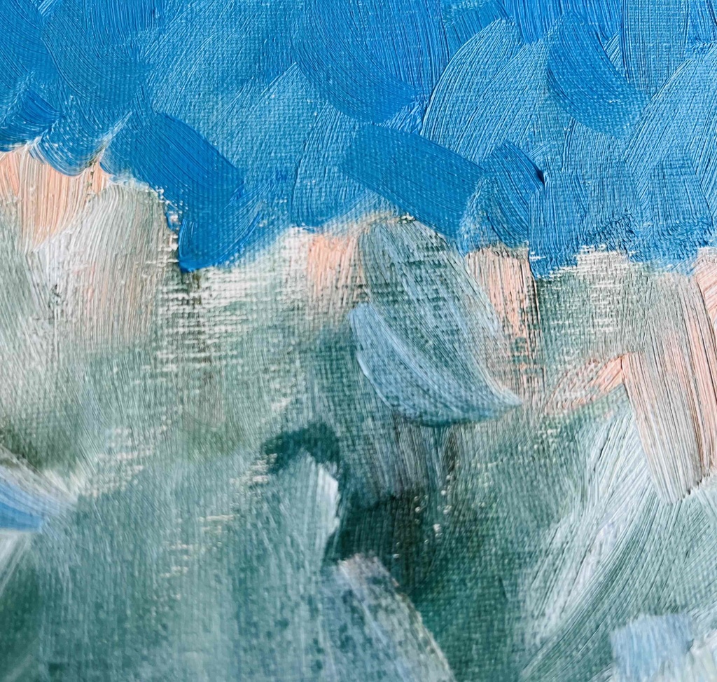 32×41㎝「冬空と民家」F6・油彩・原画 フレーム無し