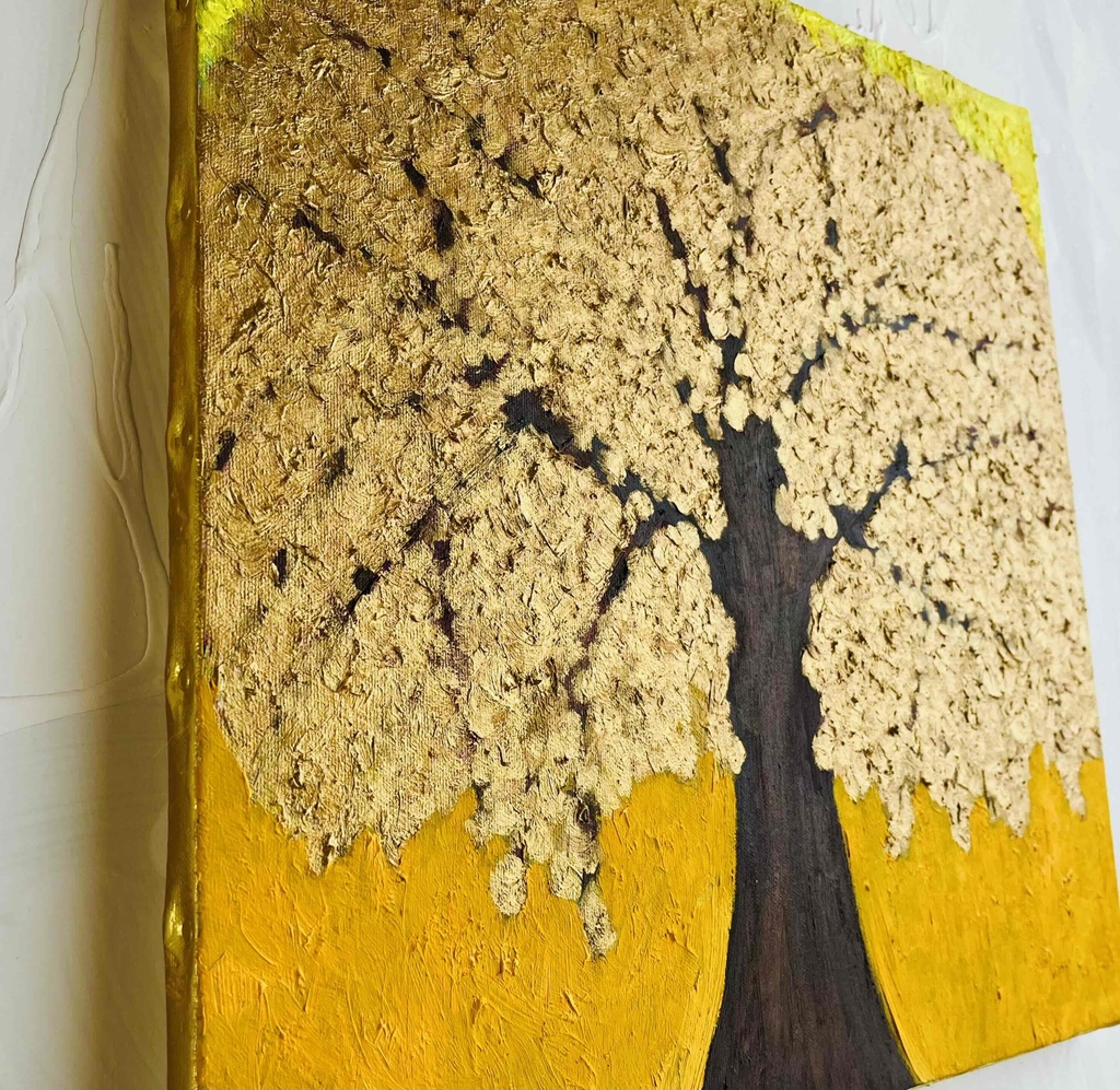 41㎝角【金運・勝利】「黄金の木」S6・油彩画