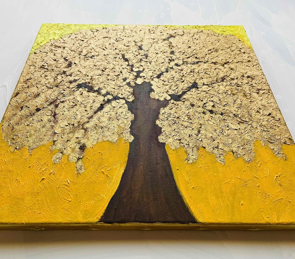 41㎝角【金運・勝利】「黄金の木」S6・油彩画