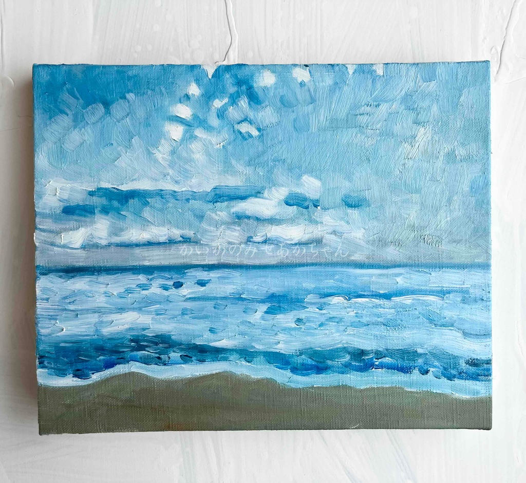 原画「朝の海３」F3・油彩画