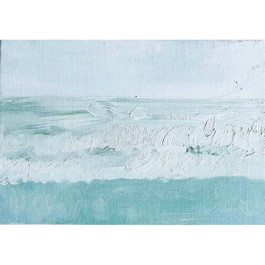 原画・油彩「思い出すのに丁度良い海 ２」絵画・サムホール（16×23㎝）アート・キャンバス