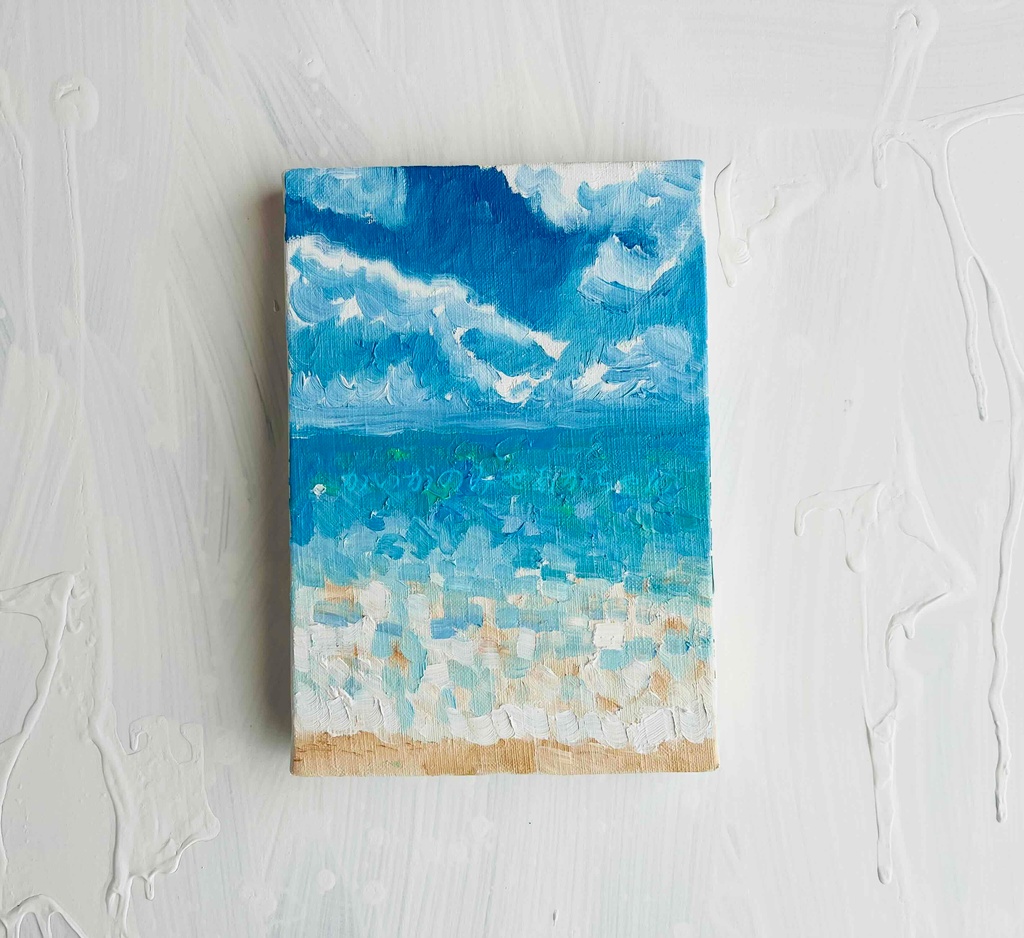 16×23㎝「晴れた日の海 6」サムホール・油彩・原画