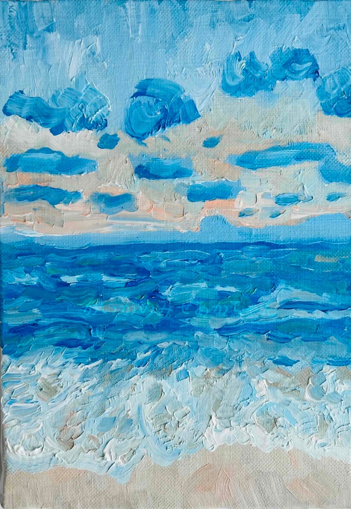 16×23㎝「朝の海6」サムホール・油彩画・原画