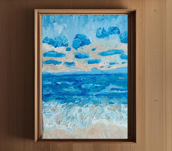 16×23㎝「朝の海6」サムホール・油彩画・原画