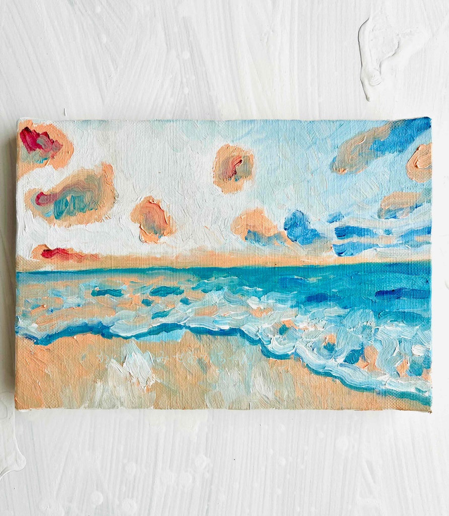 原画「朝の海　7」サムホール・油彩画