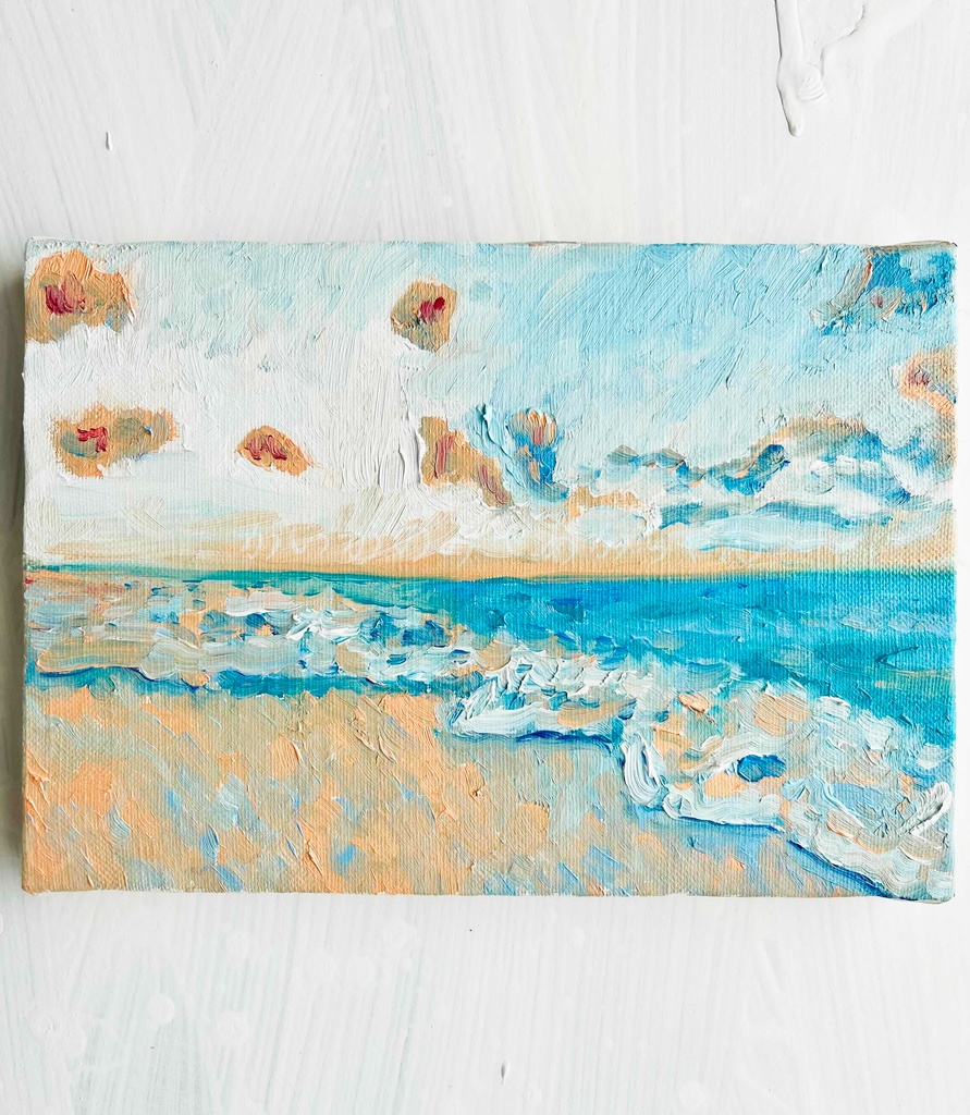 原画「朝の海　８」サムホール・油彩画