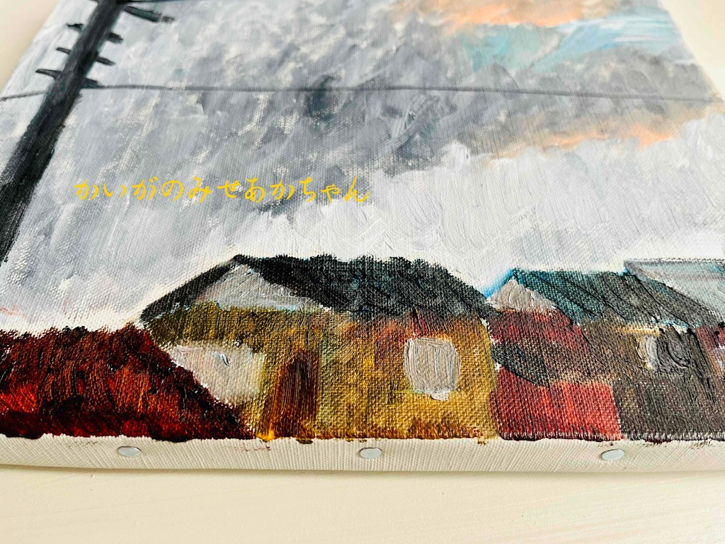 22×27㎝「住宅の在る風景」F3・油彩・原画