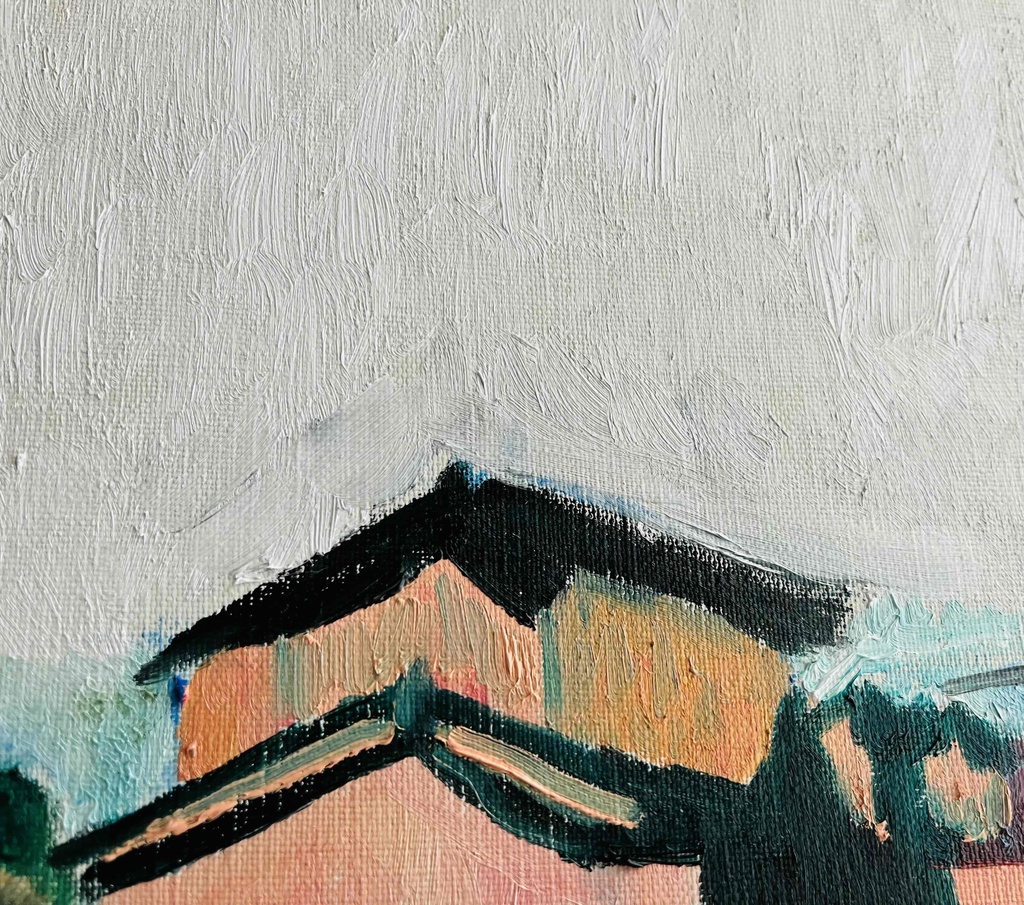 38×46㎝「稲刈り後の田園風景2」F8・油彩・原画