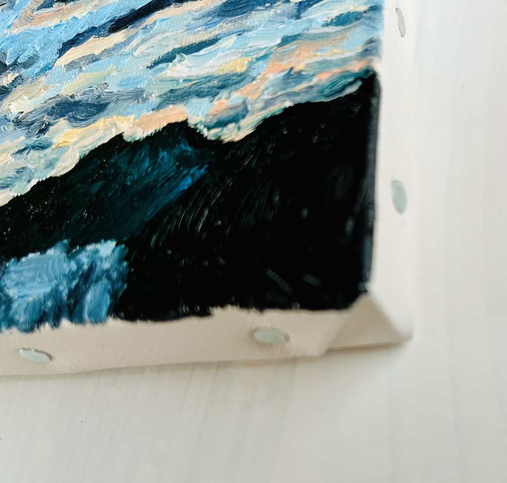 16×23㎝「岐阜の山間の朝」サムホール・油彩・原画