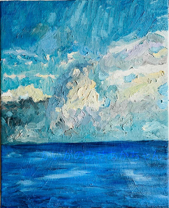 22×27㎝「朝の海7」F3・油彩・原画