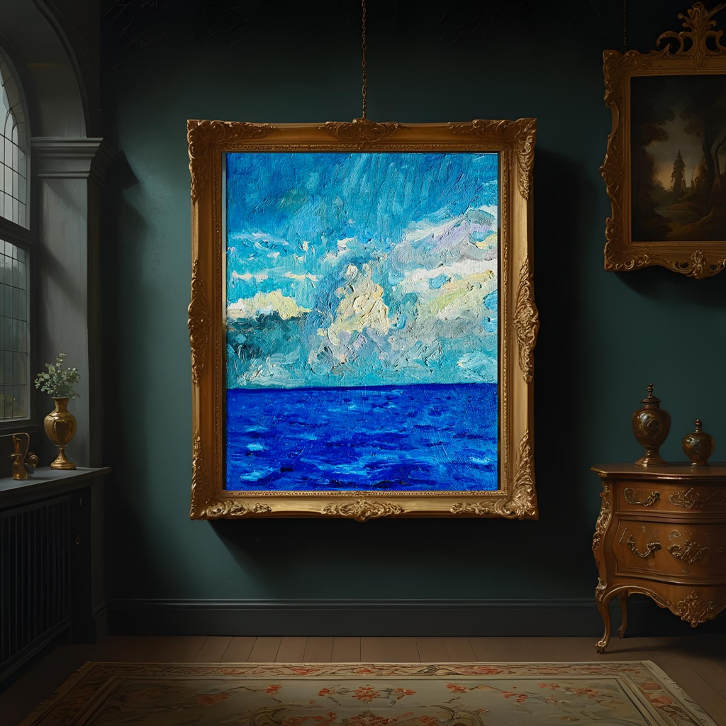 22×27㎝「朝の海7」F3・油彩・原画