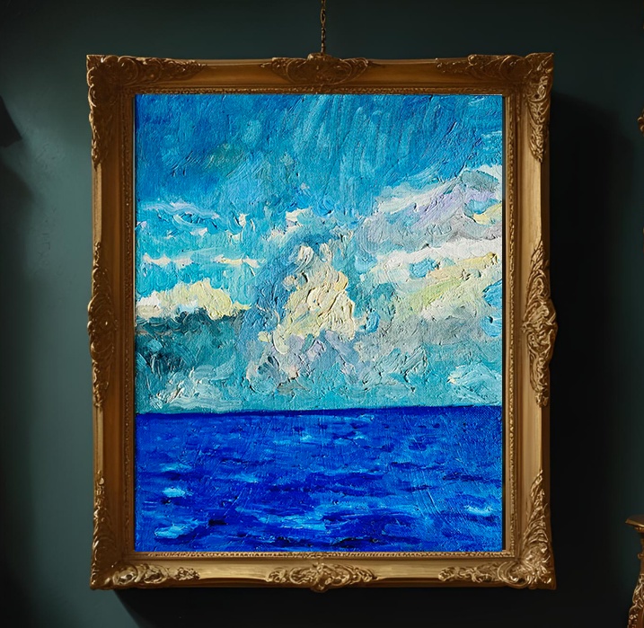 22×27㎝「朝の海7」F3・油彩・原画