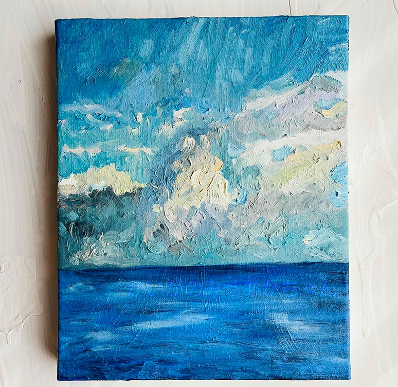22×27㎝「朝の海７」F3・油彩・原画