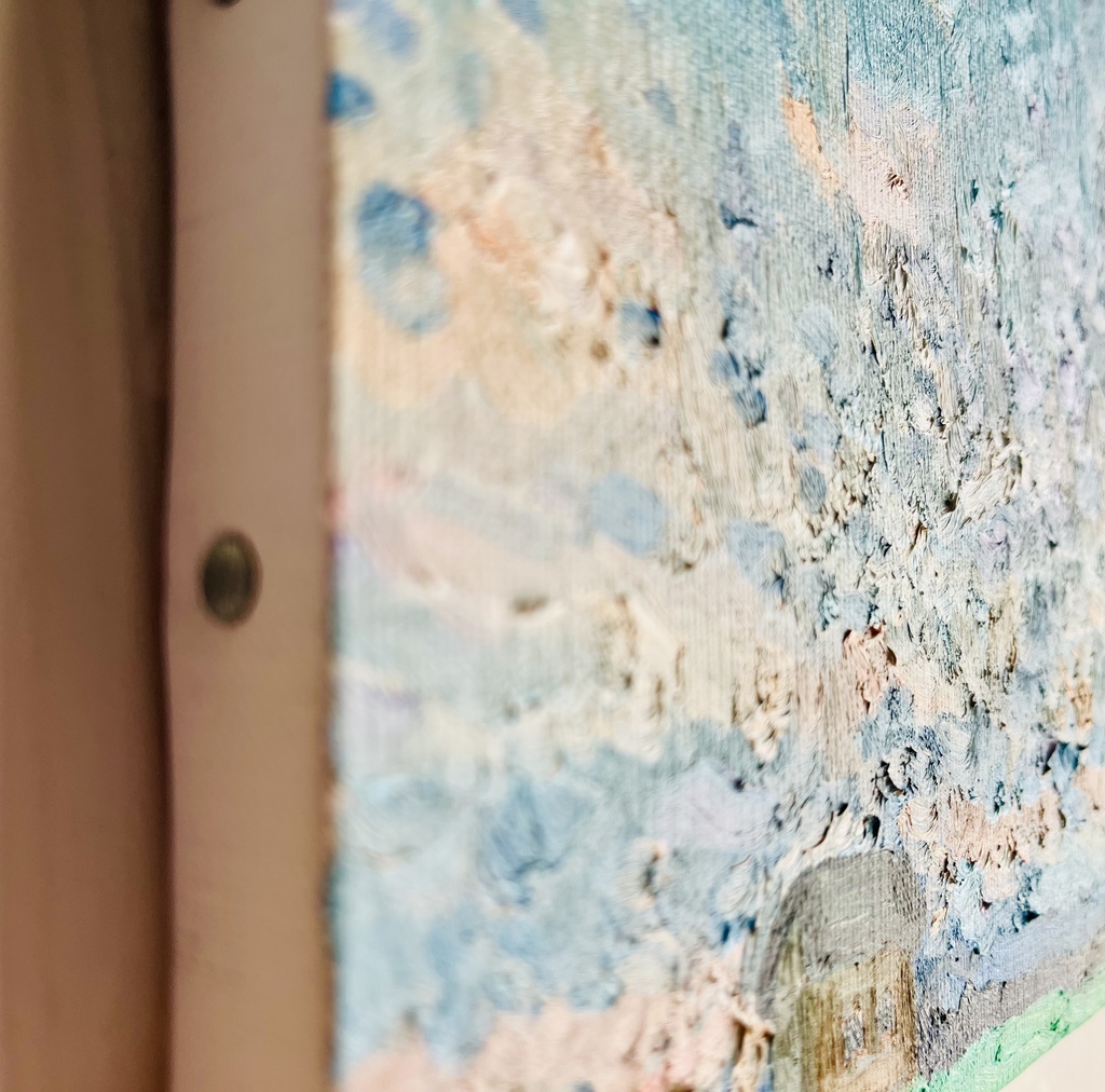 16×23㎝「農具小屋の朝」サムホール・油彩・原画