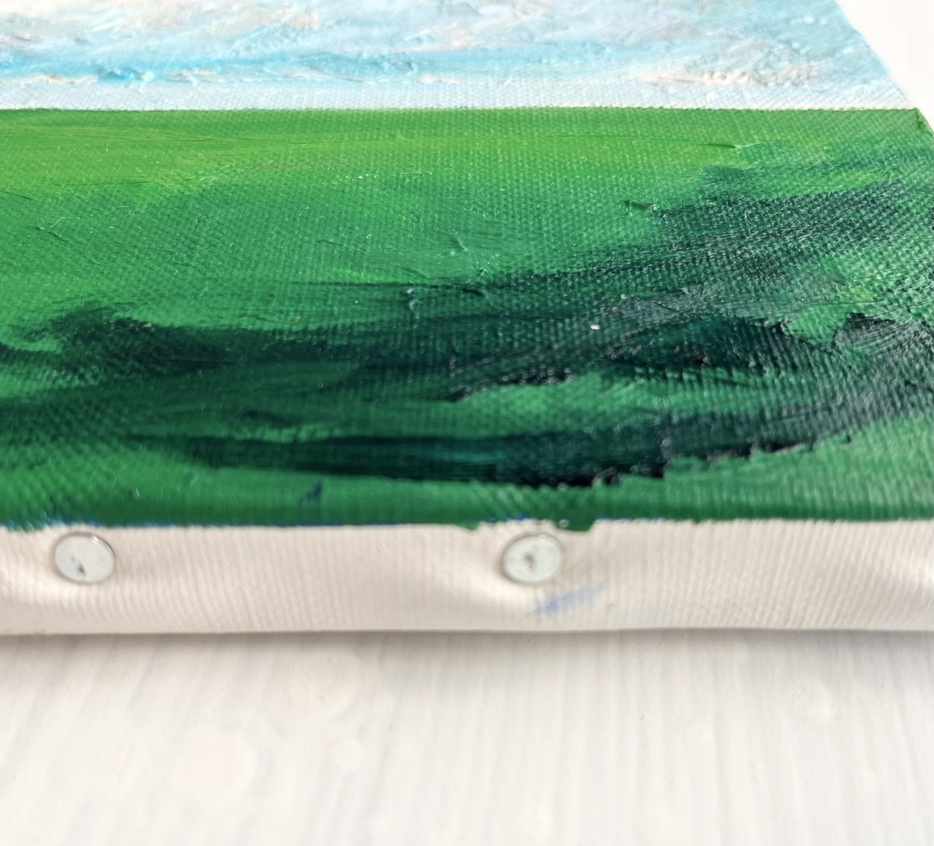 16×23㎝「壮大な雲と草原」サムホール・油彩・原画 フレーム無し