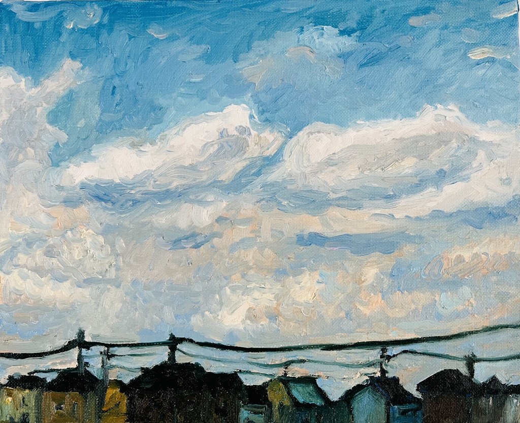 22×27㎝「優しい夕空2」F3・油彩・原画 フレーム無し