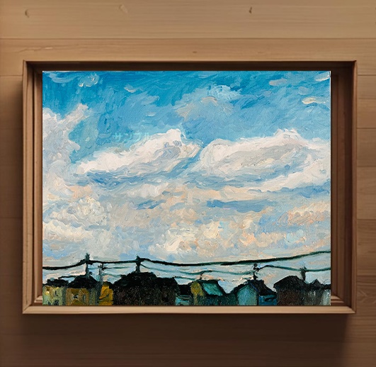 22×27㎝「優しい夕空2」F3・油彩・原画 フレーム無し