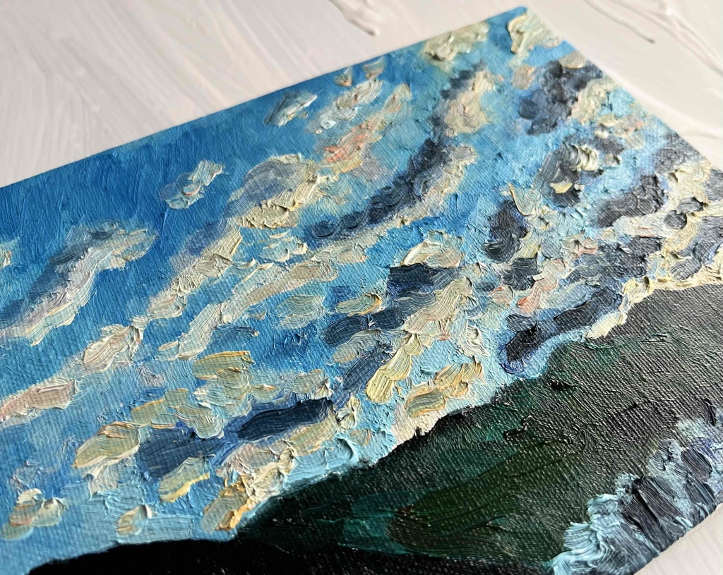 16×23㎝「岐阜の山間の朝3」サムホール・油彩・原画