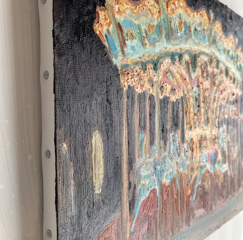 32×41㎝「夜のメリーゴーランド2」原画・油彩画・F6