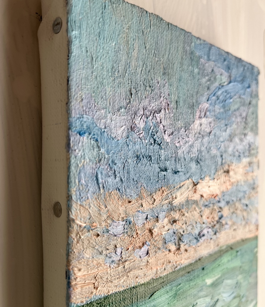 16×23㎝「エメナルドグリーンの海5」油彩・原画・サムホール