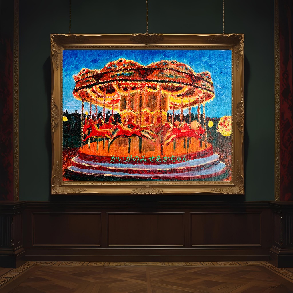 32×41㎝「夜のメリーゴーランド3」原画・油彩画・F6