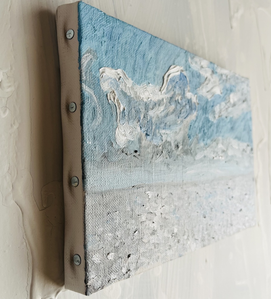 16×23㎝「野生の雲とキラメク海」油彩・原画・サムホールサイズ