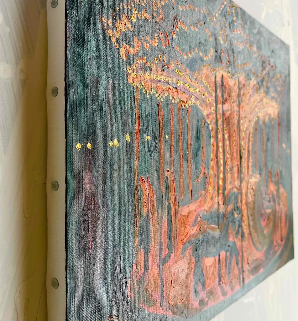 32×41㎝「夜のメリーゴーランド5」原画・油彩画・F6