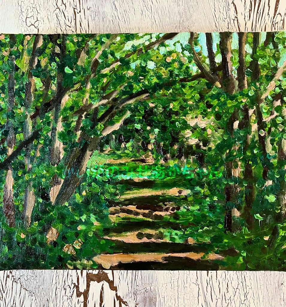 22×27㎝「森の散歩道」油彩・原画・F3