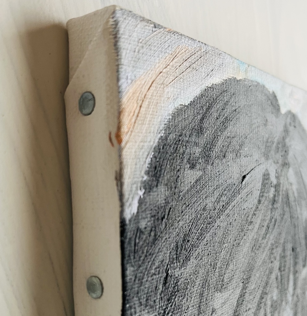 16×23㎝「下を向く男」油彩・原画・サムホールサイズ