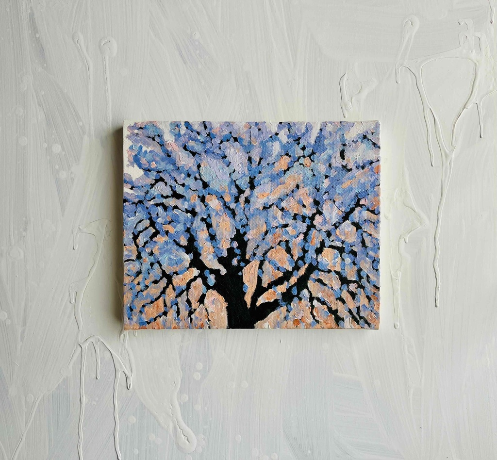 22×27㎝「朝の桜 2025.1-2」油彩・原画・F3