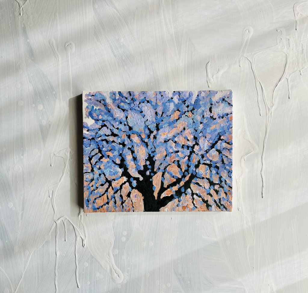 22×27㎝「朝の桜 2025.1-2」油彩・原画・F3