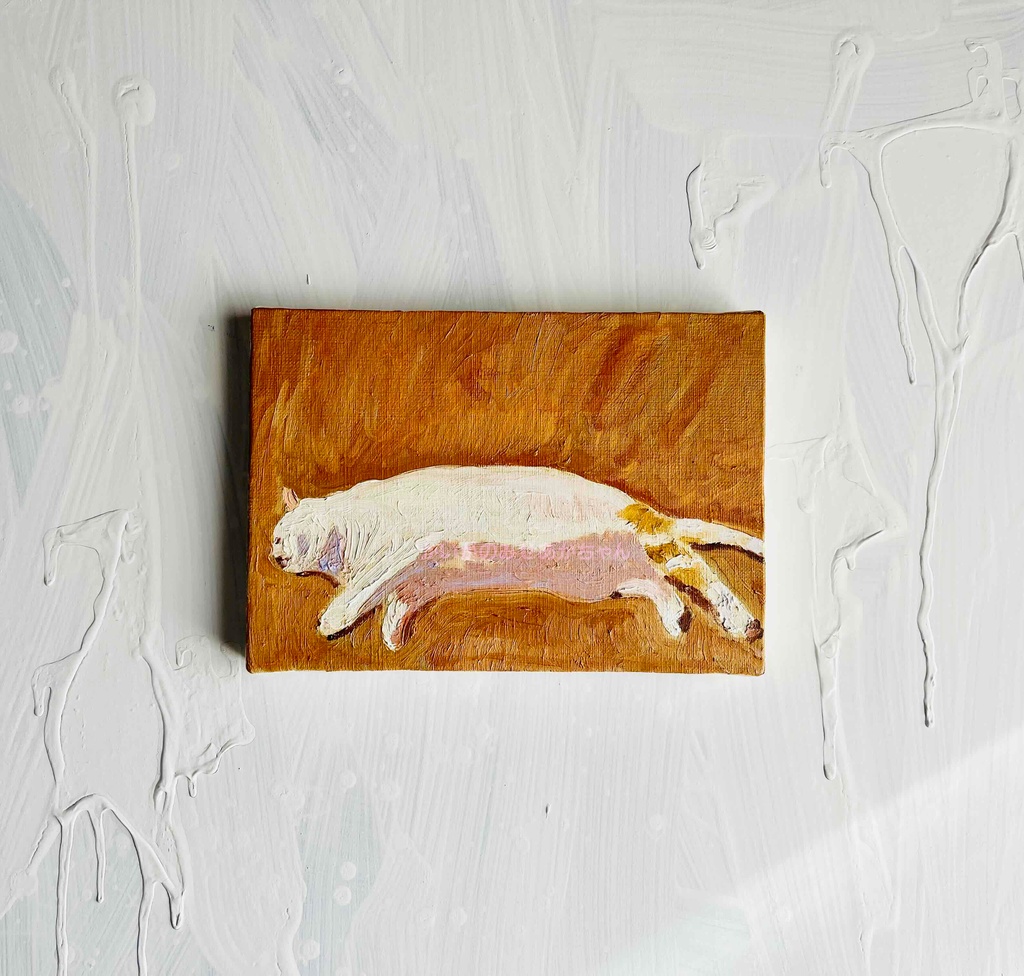 16×23㎝「優しい猫」油彩・原画・サムホールサイズ