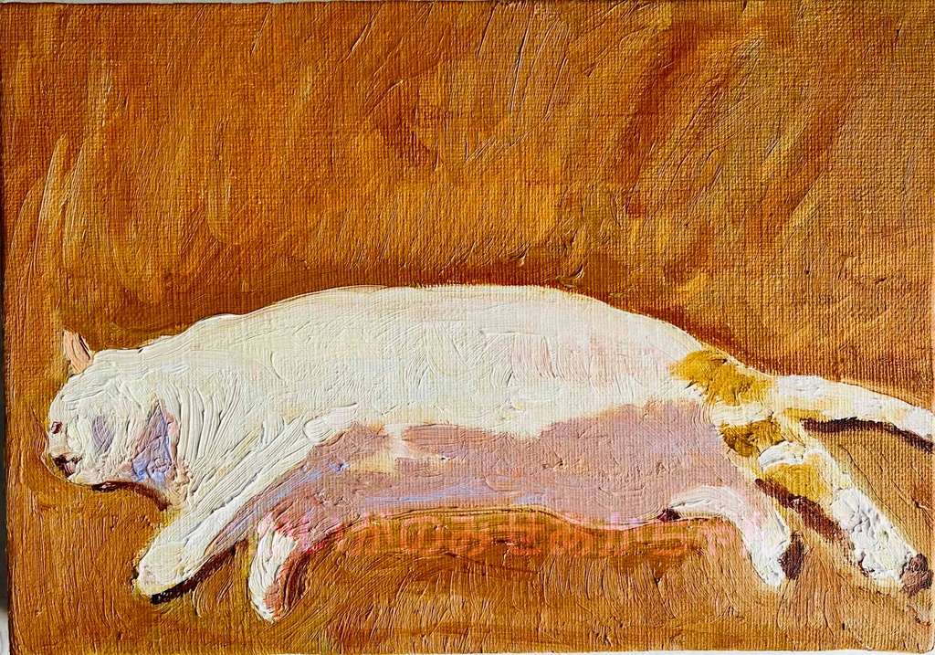 16×23㎝「優しい猫」油彩・原画・サムホールサイズ