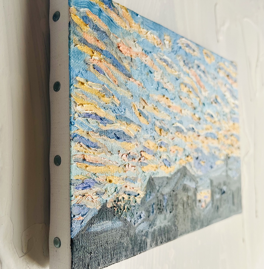 16×23㎝「朝の風景 20251」油彩・原画・サムホールサイズ